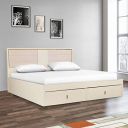 HomeTown Stellar Engineered Wood Hydraulic Storage Queen Size Bed in High Gloss White Colour...