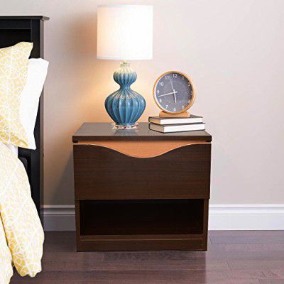 HomeTown Swirl Engineered Wood Bedside Table in Denver Oak, Urban Teak Colour