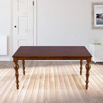 HomeTown Tobago Solid Wood Six Seater Dining Table in Brown Color