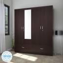 Hometown Utsav Engineered Wood 4 Door Wardrobe (Finish Color - Wenge, Mirror Included, Knock Down)...