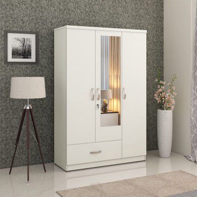 HomeTown Utsav Engineered Wood Three Door Wardrobe with Mirror in 