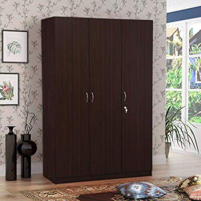 HomeTown Willy Engineered Wood Three Door Wardrobe in Walnut Colour