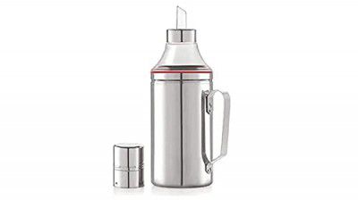 Hometronics Stainless Steel Cooking Oil Dispenser with Handle Oil Nozzle Dropper Container, Stainless Steel Quick-Release Dust & Leak Proof Oil Bottle, Silver