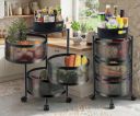 HomeWiz 3-Layer Round Kitchen Trolley | Movable Storage Organizer for Fruits & Vegetables | Black