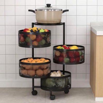 HomeWiz 4-Layer Round Kitchen Trolley