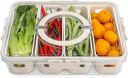 HomeWiz Divided Fridge Storage Box with Lid & Handle | 4-Compartment Veggie Tray Organizer (1 Pc)...