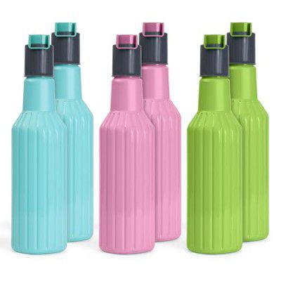 HomeWiz Kitchen Unbreakable Plastic Water Bottle,1 Litre Each, Set of 6, Assorted