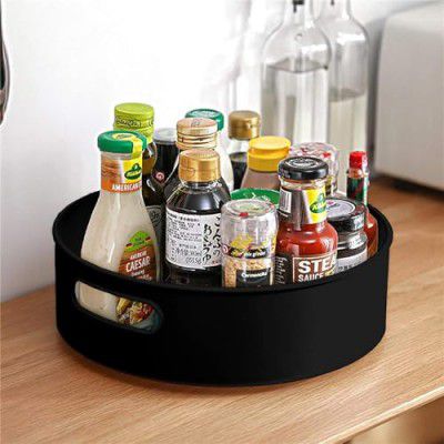 HomeWiz Multi-Purpose 360° Rotating Organizer Tray Organizer (Black)