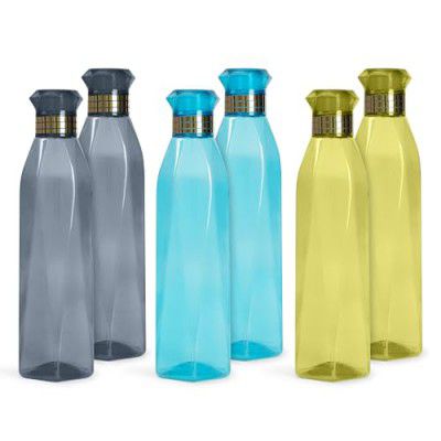 HomeWiz Unbreakable Plastic Water Bottle I Leak Proof I 1 Litre Each, Set of 6, Assorted