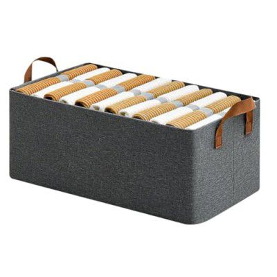 HOMFIL 1 PCS Collapsible Wardrobe Organizer for Clothes Fabric Storage Cubes Organizer - Grey