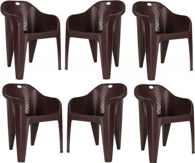 HOMIBOSS Plastic chair (Brown, Set of 6)