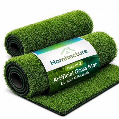 Homitecture 25 MM High Density Artificial Grass Bathmat Carpet Mat (37 X 57 Cm, Green Pack of 2)