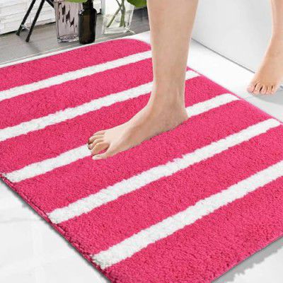 Homitecture Microfiber Soft Anti Slip Water Absorbent Door Mat | Bath Mat with Rubber Bottom (Pink, 38X57 CM)