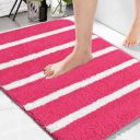 Homitecture Microfiber Soft Anti Slip Water Absorbent Door Mat | Bath Mat with Rubber Bottom (Pink, 38X57 CM)...