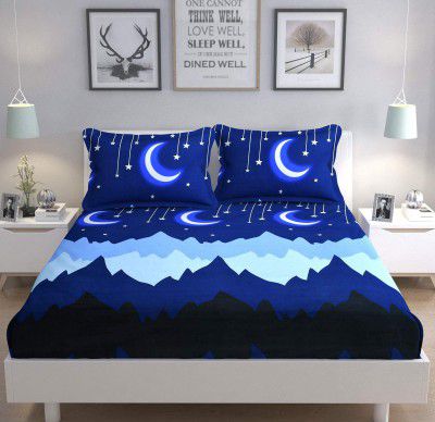 HOMYBEES Glace Cotton Double Bedsheet with 2 Pillow Covers