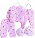 Honey Boo Presents New Born Baby Winter Wear Keep warm Cartoon Printing Baby Clothes 5Pcs Sets Cotton Baby Boys Girls Unisex Baby Fleece (Pink)...