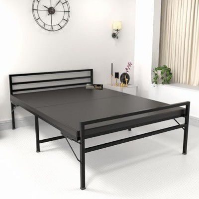 Honey Touch® Double Bed | with Mattress | Headboard | Folding Bed No Assembly Required | Powder Coated | 4ft x 6.25 (Double, with Mattress)