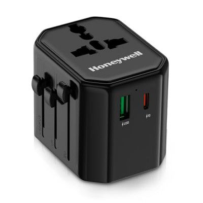 Honeywell Universal Travel Adapter 12W, 3-in-1 Fast Charging, Universal Socket, TypeC, USB-A, Worldwide Wall Charger, 3Yr Manufacturer Warranty