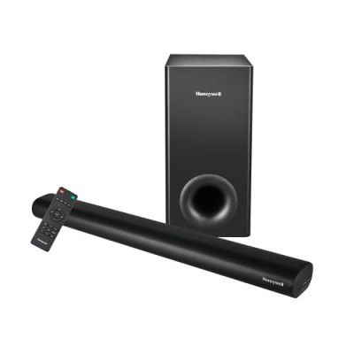 Honeywell Trueno U3000 160W Soundbar Wired Subwoofer, 2.1 Channel Sound, 57.15 mm*4 Drivers, Bluetooth V5.0+EDR, Remote, EQ Mode, 5 Play Modes-BT, Audio Jack, USB, Optical & HDMI/ARC-Black