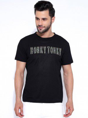 Honky Tonky Men's Regular Fit Round Neck Half Sleeve Printed Casual T-Shirt | Round Neck T-Shirt for Men
