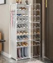HOOBRO Shoe Rack Organizer/Multi-Purpose Shoe Storage Cabinet with Door Expandable Plastic 9 Layers Portable and Folding Shoe Rack...