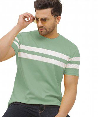 HOODMASTAR Regular Fit Double Stripes On Chest Round Neck Half Sleeve T-Shirt for Men