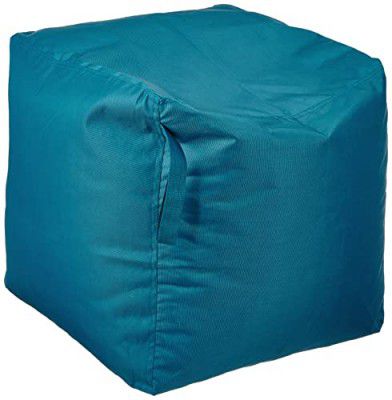 Hoopy Square Pouffe | Footrest | Footstool Cover (Without Beans) in Outdoor Fabric Outdoor Fabric_ Blue - 18 x 18