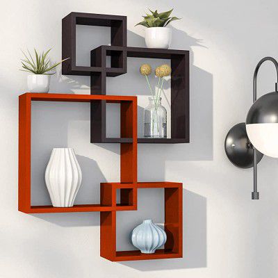 Hoopy Wall Mounted Rectangle Shape Wooden Wall Shelves