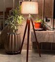 Hopdezyo® Jute Shade Italian Wooden Tripod Floor Lamp for Living Room, Bedroom - Adjustable Modern Lamp with Brown Stand...