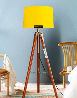 Hopdezyo Yellow Drum Lamp Shade Corner Floor Lamp for Living Room, Bedroom, Office, Home Decoration