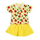 Hopscotch Baby Girls Cotton and Polyester All-Over Print T-Shirt and Skirt Set in Yellow Colour...