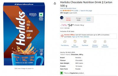 Horlicks Chocolate Nutrition Drink || Carton 500 g