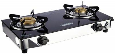 Hornbills 2 Burner LPG Gas Stove Black Toughened Glass ISI Certified