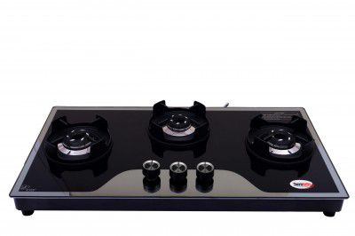 Hornbills 3 Burner HOB Design Mild Steel FRAME CROWN Pan Support MIRROR With ALLOY BLACK BURNER