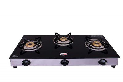 HORNBILLS 3 Burner Stainless Steel FRAME STRAIGHT Cast Iron Burner TOP