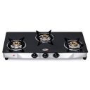HORNBILLS LPG Premium Design 7MM Toughened Glass Stainless Steel Automatic Ignition Gas Stove 3 Brass Burners 2 Year Warranty By Hornbills Appliances...