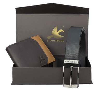 Hornbull Leather Wallet and Belt Combo for Men