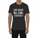 Horns N Bones Graphic Printed Cotton Half Sleeve T-Shirt for Mens - Eat Sleep Cute...