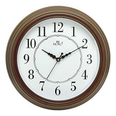 HORO (Imported - 12 Inch Wall Clock - Number Dial/Crystal Glass ? 30x30x5Cms (Step Movement - Mehndi Plastic Case)