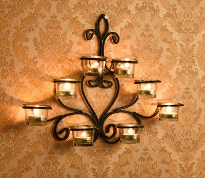 Hosley 8 Cup Wall Sconce Tealight Candle Holder with Free Tea Lights for Home Decoration, Pack of 1