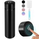 LONEASY Grade Stainless Steel Sports Water Bottle With Led Temperature Display, Stay Hot & Cold For 24 Hrs (Pure Black) 500 ml...