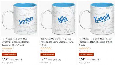 Hot Muggs Me Personalised Name Mug from ₹66