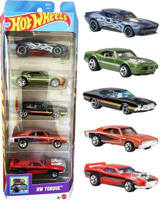 Hot Wheels Car 2026 HW Torque Pack of 5 (72 Ford Gran Torino Sport, Rivited, 69 Dodge Charger 500