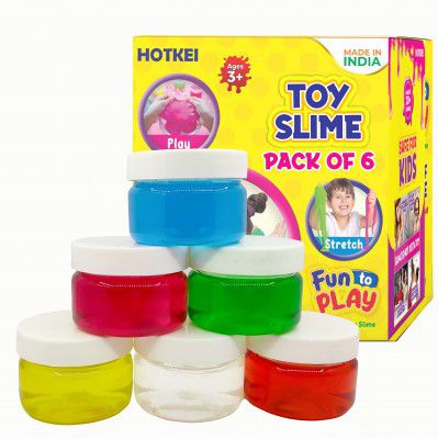 HOTKEI (Pack of 6 Slime) Multicolor Fruit Scented DIY Magic Toy – 50 gm