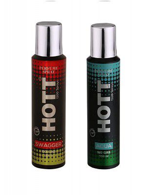 HOTT SWAGGER & AQUA NO Gas Perfume spray for Men- (Set of 2) (150ml each)