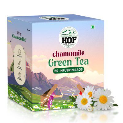 House Of Farms Chamomile Green Tea - 50 Tea Bags for Stress Relief & Good Sleep