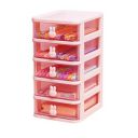 House of Quirk 5 Tier Transparent Cosmetic Jewelry Box, Office Desktop Drawer Storage Box, Plastic Multi-Layer Small Storage Box (Pink)...
