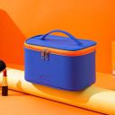 House of Quirk Makeup Travel Bag, Large Cosmetic Bag, PU Leather Washable Waterproof (Dark Blue)...