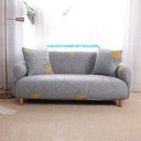 House of Quirk Polyester & Spandex Universal Single Seater Sofa Cover Big Elasticity Cover for Couch Flexible Stretch Sofa Slipcover Single Seater (Grey/Yellow Triangle)...