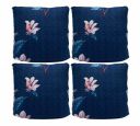 House of Quirk Polyester Lotus Throw Pillow Case Cushion Cover (Dark Blue, 16.5x16.5 inch) - Pack of 4...